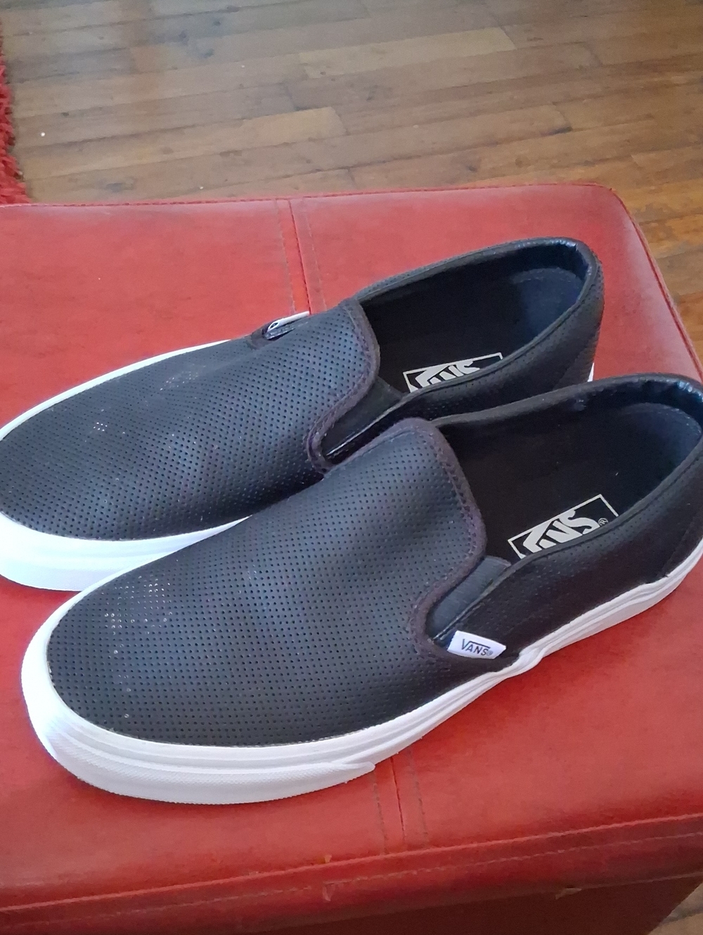 Vans Black Perforated Slip-On with White Sole